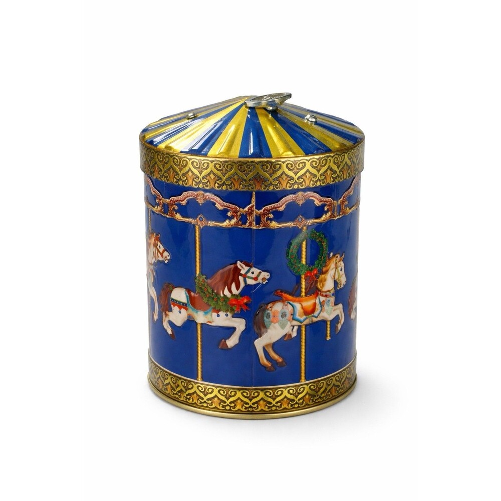 Vintage Carousel Musical Cookie Tin Music Box Horses Continental Bakeries